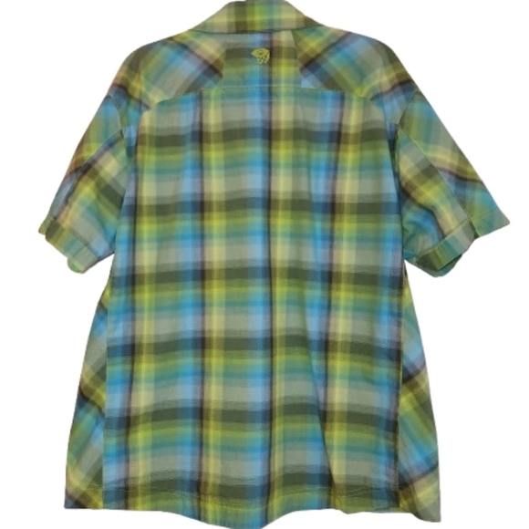 Mountain Hardwear Short Sleeve Pearl Snap Shirt Size XL Green/Blue/Brown Plaid - Picture 2 of 16